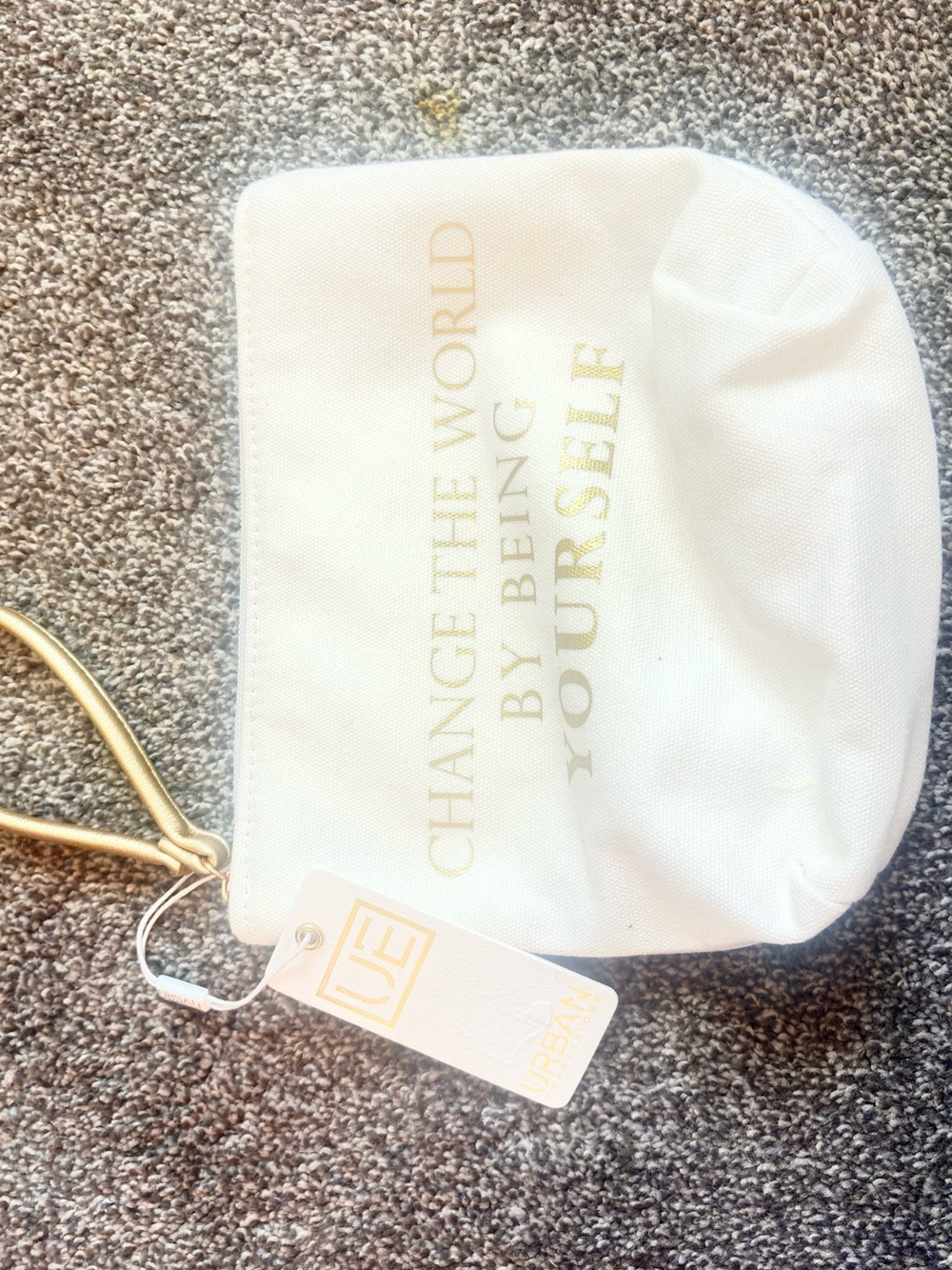 Urban Expressions White Canvas Wristlet with Gold Accent